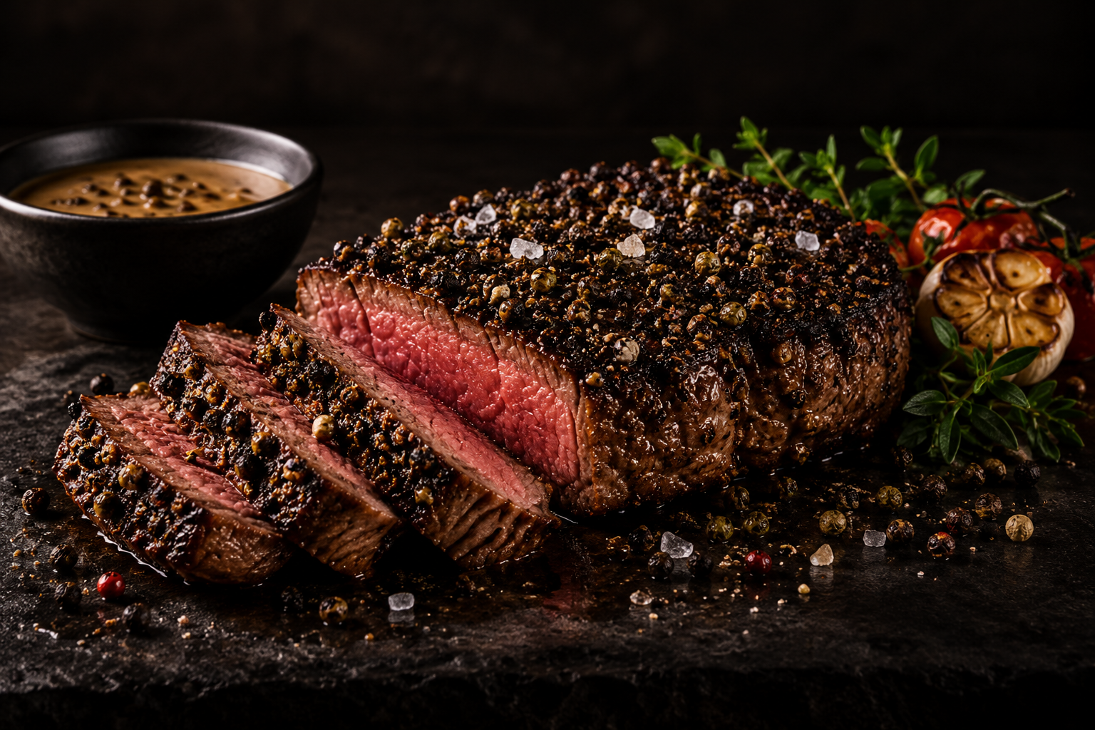 Illustrasjon av Chef’s Selection med biff og tilbehør.