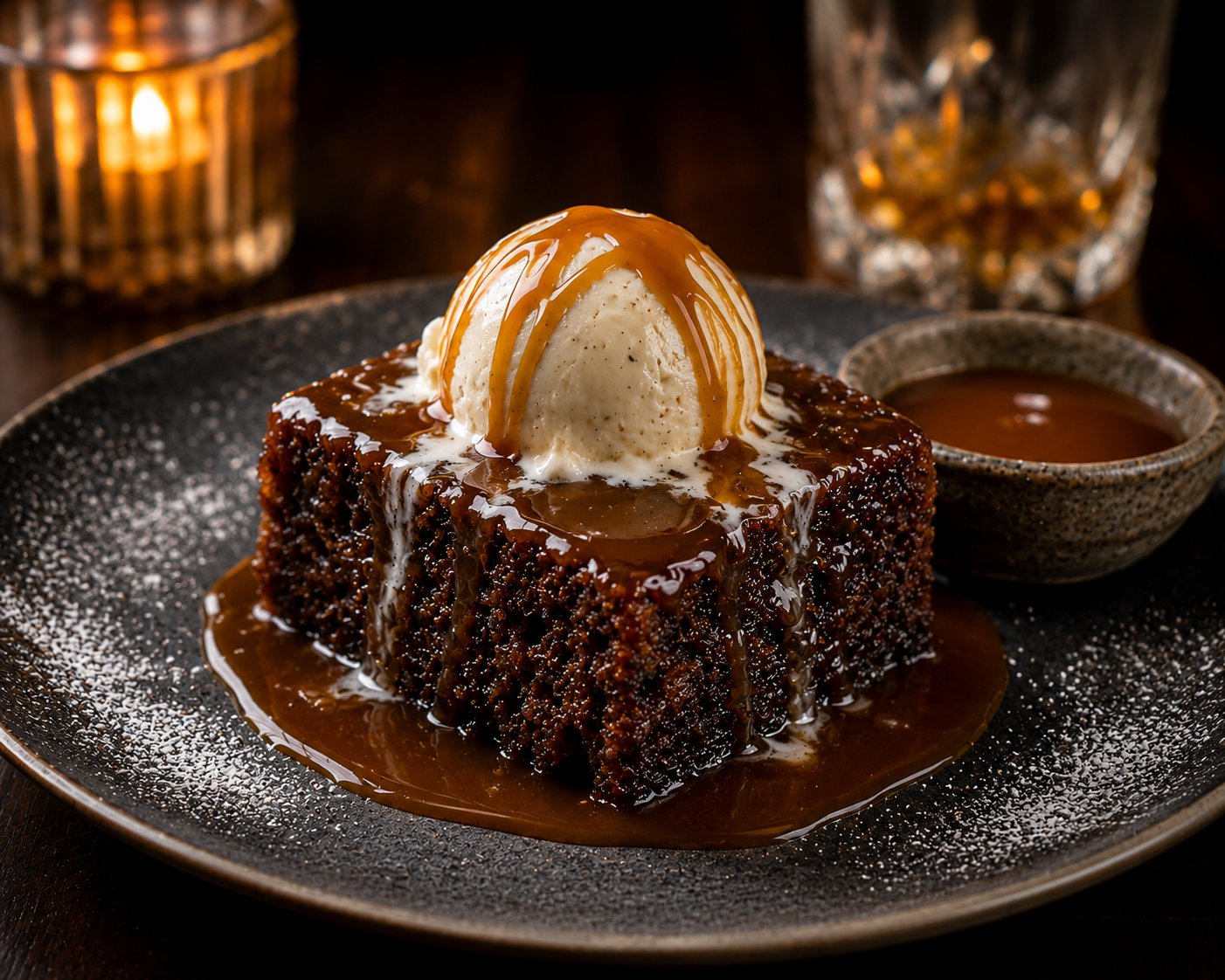 The Sticky Toffee med salt karamell og vaniljeis